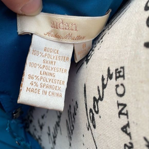 Aidan Aidan Mattox strapless sequin and teal party wedding prom dress 8 - Picture 9 of 11